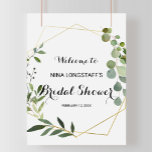 Brautparty "Tropical Green Blätter" Willkommen Poster<br><div class="desc">Dieses tropische grüne Blätter Brautparty Begrüßungspakat ist perfekt für eine Hochzeit in Urlaubsort Dusche. Das Design besticht durch handbemalte grüne Blätter,  die einen goldenen geometrischen Rahmen schmücken.</div>