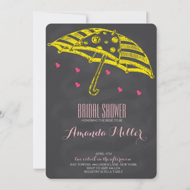 Brautparty Umbrella Chalkboard Einladungen (Vorderseite)