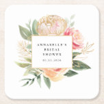 Brautparty-Untersetzer für Peony und Gold-Blume Rechteckiger Pappuntersetzer<br><div class="desc">Dieser Untersetzer wurde speziell für die Koordination mit unserer Peony and Gold Kollektion konzipiert und ist mit üppigen Rosa- und Goldpeony-Blume mit grünem Blattwerk und klassischer Schrift ausgestattet. Für eine weiter gehende Anpassung dieses Designs klicken Sie bitte auf den "CUSTOMIZE"-Button oben. Bitte beachten Sie, dass die Goldfolie eine gedruckte und...</div>