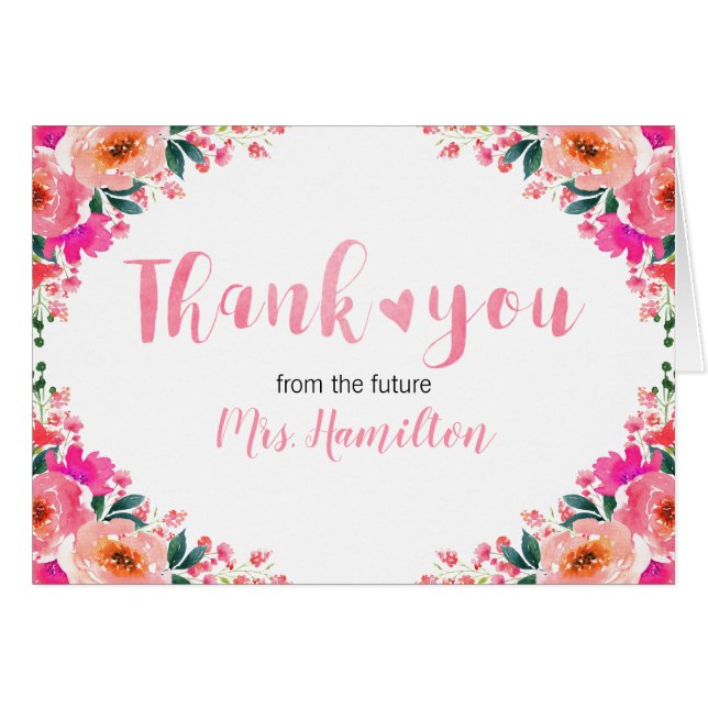 Brautparty Vielen Dank, dass Sie rosa Blume und He (Vorderseite (Horizontal))