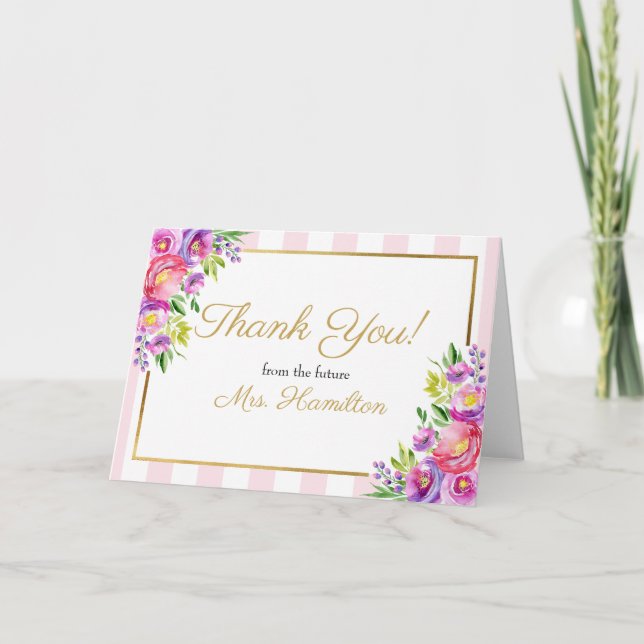Brautparty Vielen Dank, dass Sie Rosa und Foil Gol Dankeskarte (Vorderseite)