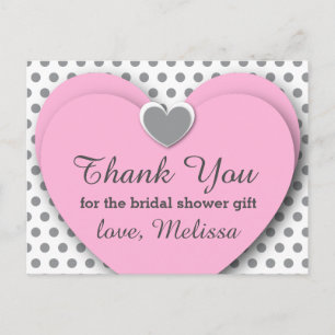 Brautparty Vielen Dank Herzens Dots B07 PINK GRAY Postkarte