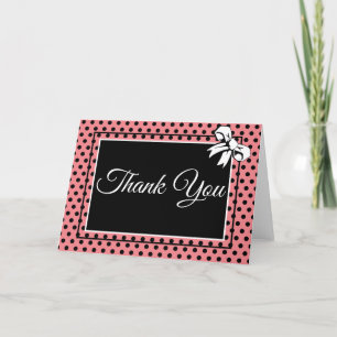 Brautparty Vintag Polka Dots Bows PInk Dankeskarte