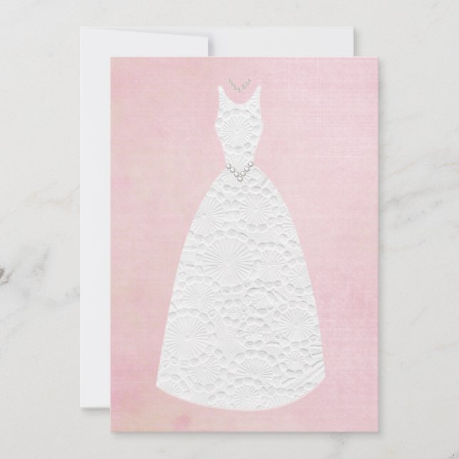 Brautparty Vintag rosa Brautkleid Einladung (Vorderseite)