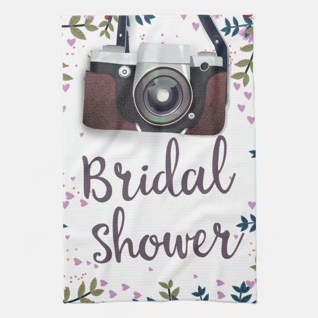 Brautparty Vintage Blume und klassische Kamera Geschirrtuch (Vertikal)