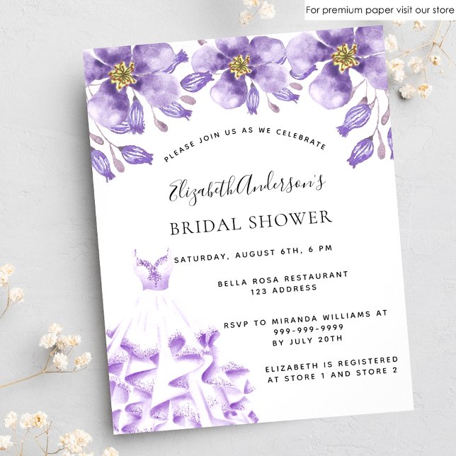 Brautparty violett, weißes Kleid Blumenladen Postkarte (Von Creator hochgeladen)