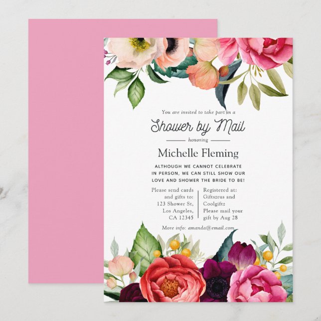 Brautparty von Boho floral per Mail Einladung (Vorne/Hinten)