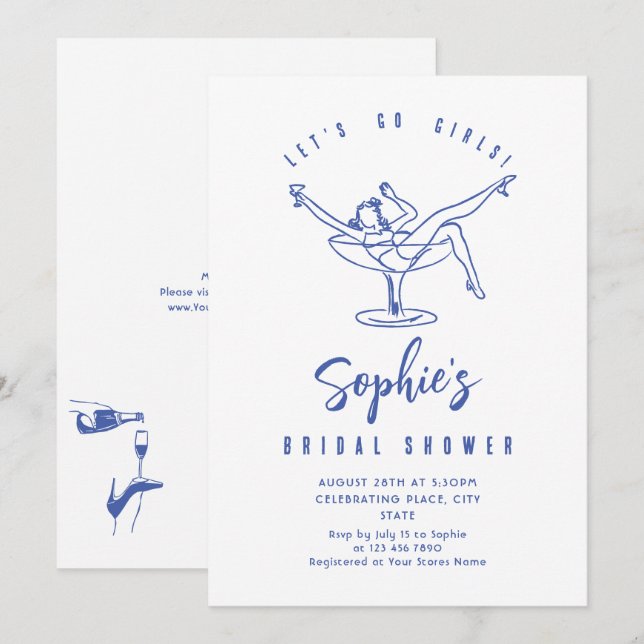 Brautparty von Funky Hand Drawn Scribble Einladung (Vorne/Hinten)