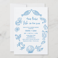 Brautparty von Hand Drawn Blue Two Fish Couples