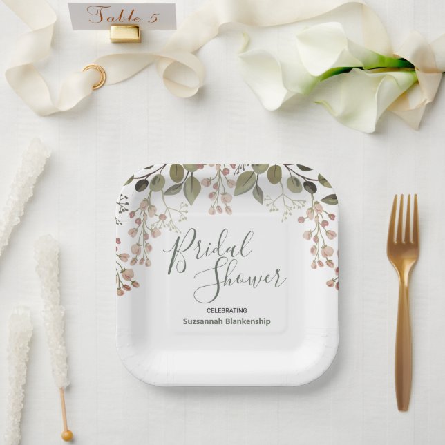 Brautparty-Vorlage für einfache Blumenmuster Pappteller (Hochzeit)