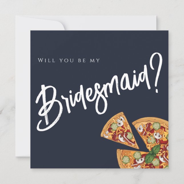 Brautparty Vorschlag Navy Blue PIZZA Hochzeit Einladung (Vorderseite)