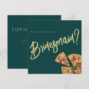 Brautparty-Vorschlag Smaragdgrün Gold PIZZA Einladung