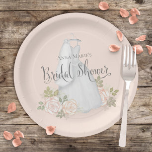 Brautparty Wasserfarbe Elegant Moderne Blumen Pappteller