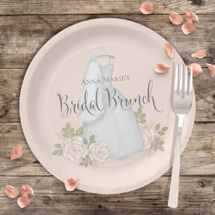 Brautparty Wasserfarbe Elegante Brunch Pappteller