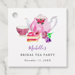 Brautparty Wasserfarbe Tee Party Lila Teezeremonie Geschenkanhänger