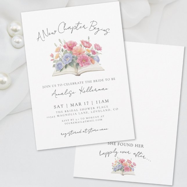 Brautparty Wasserfarben buchen Einladung (Book Watercolor Floral Bridal Shower Invitation)