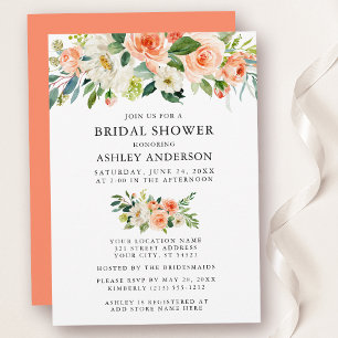 Brautparty Wasserfarbener Korallen Einladung