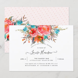 Brautparty, Wasserfarbige Orangenspitzen Einladung