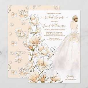 Brautparty Watercolor Blonde Bride Magnolia Einladung