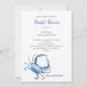Brautparty "Watercolor Blue Crab Coastal" Einladung