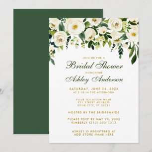 Brautparty Watercolor Blumengrün Gold Einladung