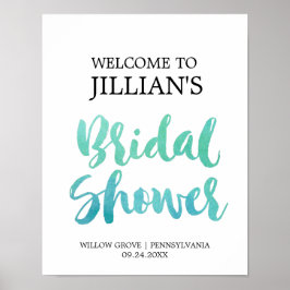 Brautparty "Watercolor Calligraphy Beach" Willkomm Poster