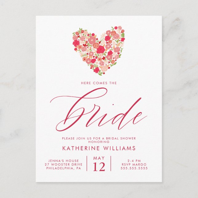 Brautparty | Watercolor Floral Heft Postkarte (Vorderseite)