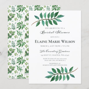 Brautparty "Watercolor Foliage Greenerity" Einladung