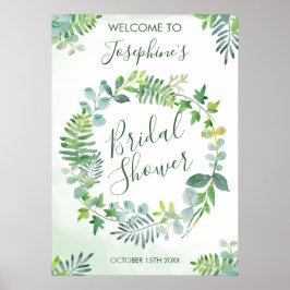 Brautparty "Watercolor Greenerity Wreath" Poster