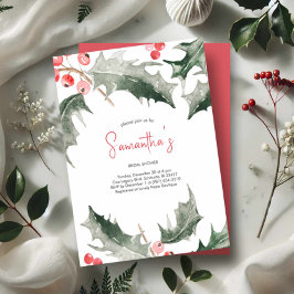 Brautparty Watercolor Holly Christmas Einladung