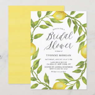 Brautparty Watercolor Lemon Greenerity Einladung