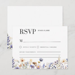 Brautparty "Watercolor Light Blue Wildblumen" RSVP Karte
