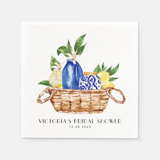 Brautparty "Watercolor Mediterranean Basket" Serviette (Vorderseite)
