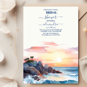 Brautparty "Watercolor Tropical Beach" Einladung