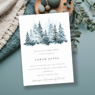 Brautparty "Watercolor Winter Forest Pine" Einladung