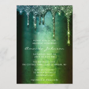 Brautparty Wedding Birthday Tropical Green Tropfen Einladung