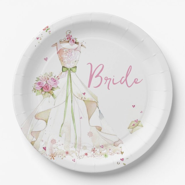 Brautparty Wedding Dress Pappteller (Vorderseite)