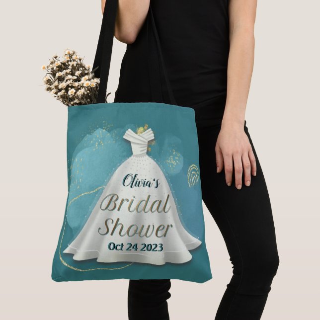 Brautparty Wedding Gown Deep Aquamarin Gold Glitze Tasche (Von Nahem)