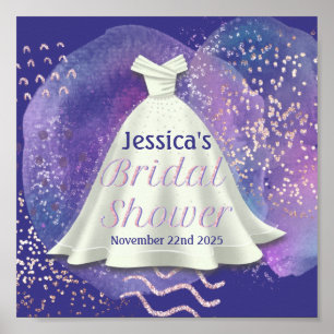 Brautparty Wedding Gown Lila & Rose Gold Glam Poster