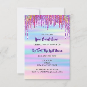 Brautparty Wedding Sweet 16. Holograph Einladung
