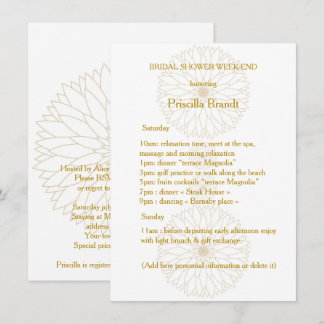 Brautparty Week-end, Monet's Dahlia Suite, weiß Einladung