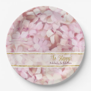 Brautparty-weich Sommerrosa Hydrangea-Glitzer Pappteller