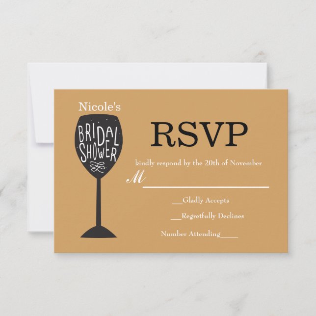 BRAUTPARTY Weinglas JEDE FARBE RSVP-Karte RSVP Karte (Vorderseite)