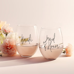 Brautparty Weinglas Set Personalisiert Ohne Stiel