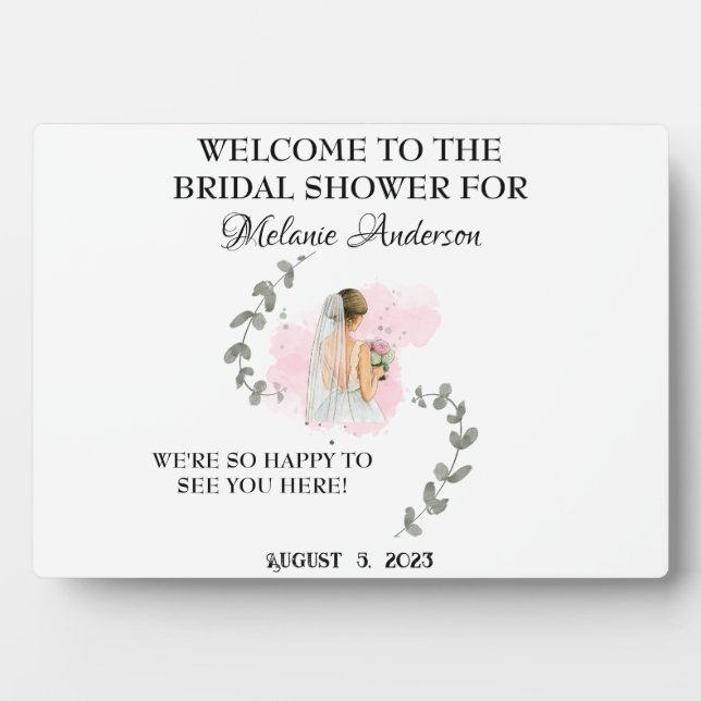 Brautparty WELCOME mit bearbeitbarem Text und Bild Fotoplatte (Vorderseite)