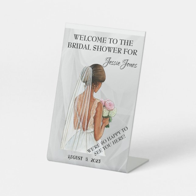 Brautparty WELCOME mit bearbeitbarem Text und Bild Sockelschild (Vorderseite)