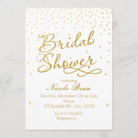 BRAUTPARTY White & Gold Confetti Dot Einladung