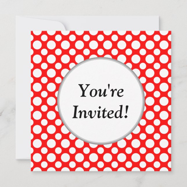Brautparty White Polka Dots on Red Invitation Einladung (Vorderseite)