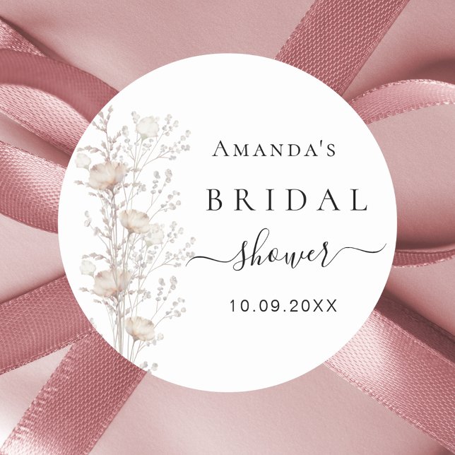 Brautparty Wildblume blühen beige Runder Aufkleber (Von Creator hochgeladen)
