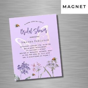 Brautparty Wildblumen Violett-Schmetterling Luxus Magneteinladung